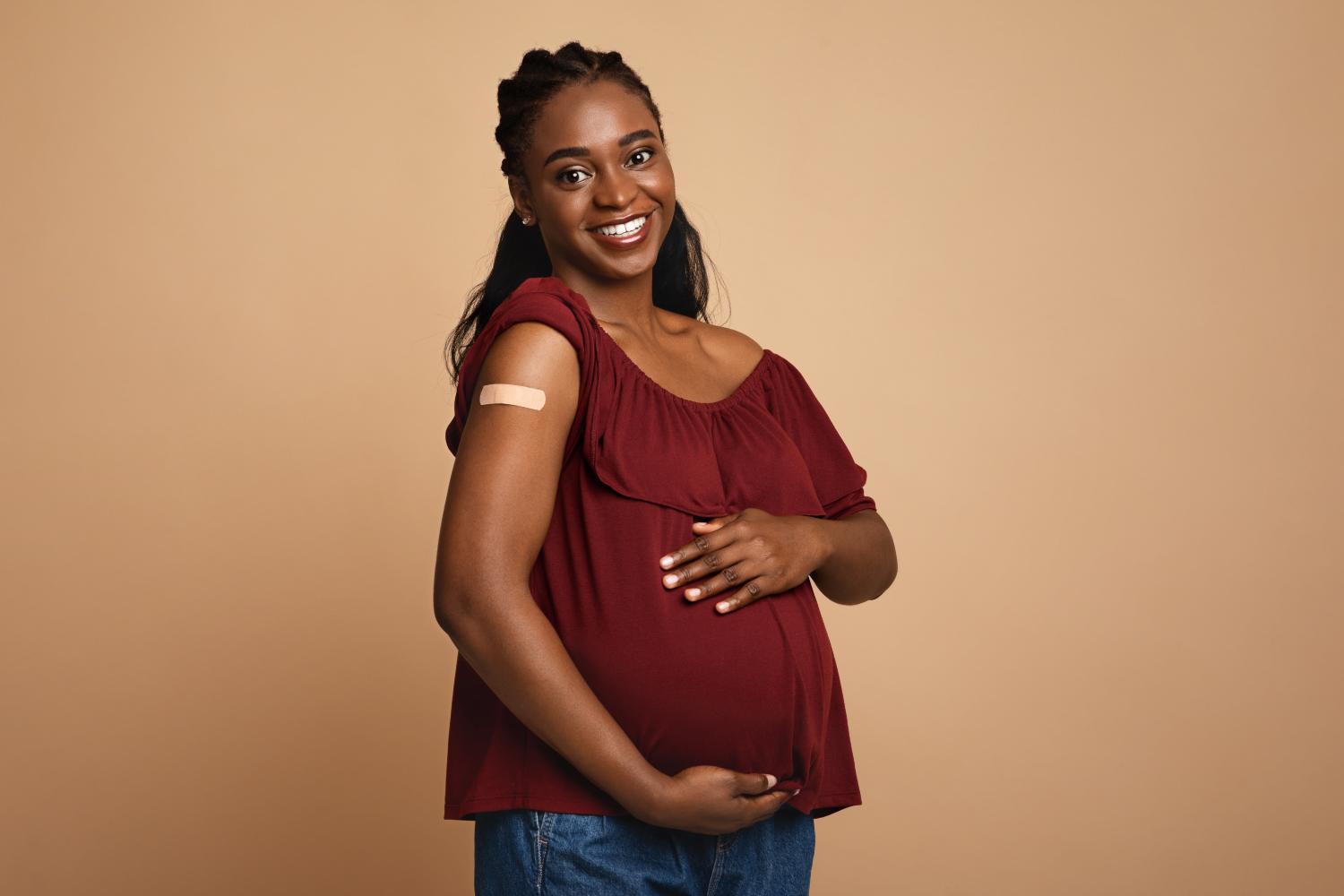 Pregnant women after receiving her vaccine