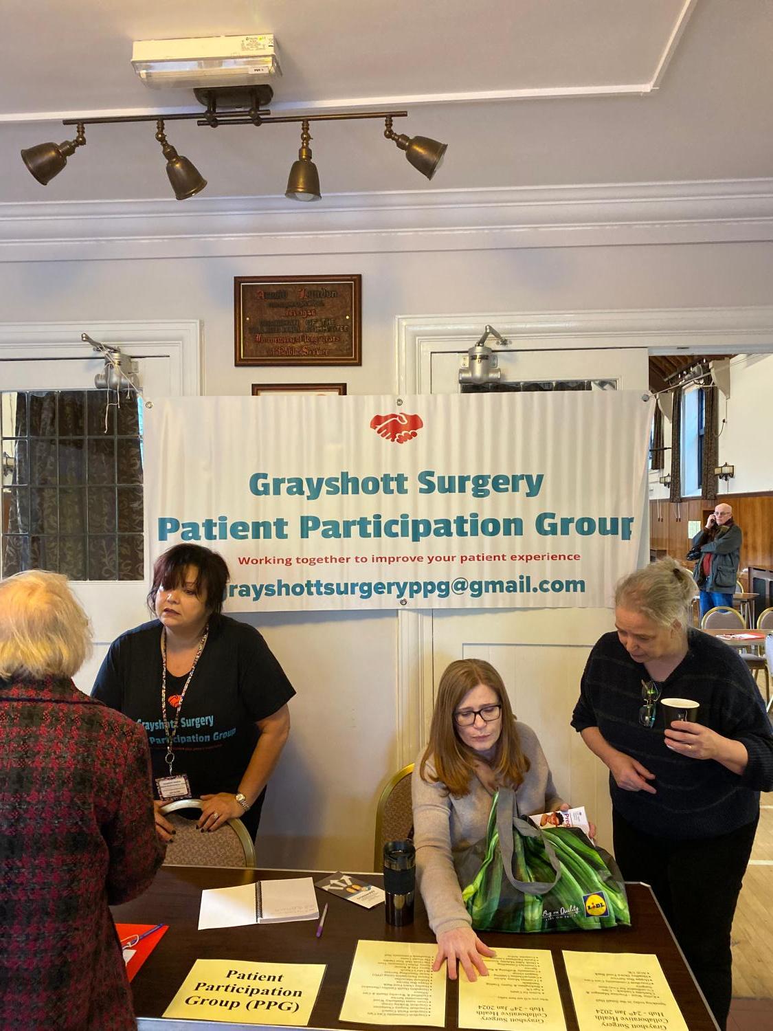 Grayshott Surgery team great members of the public at the Grayshott Surgery Collaborative Health Hub event