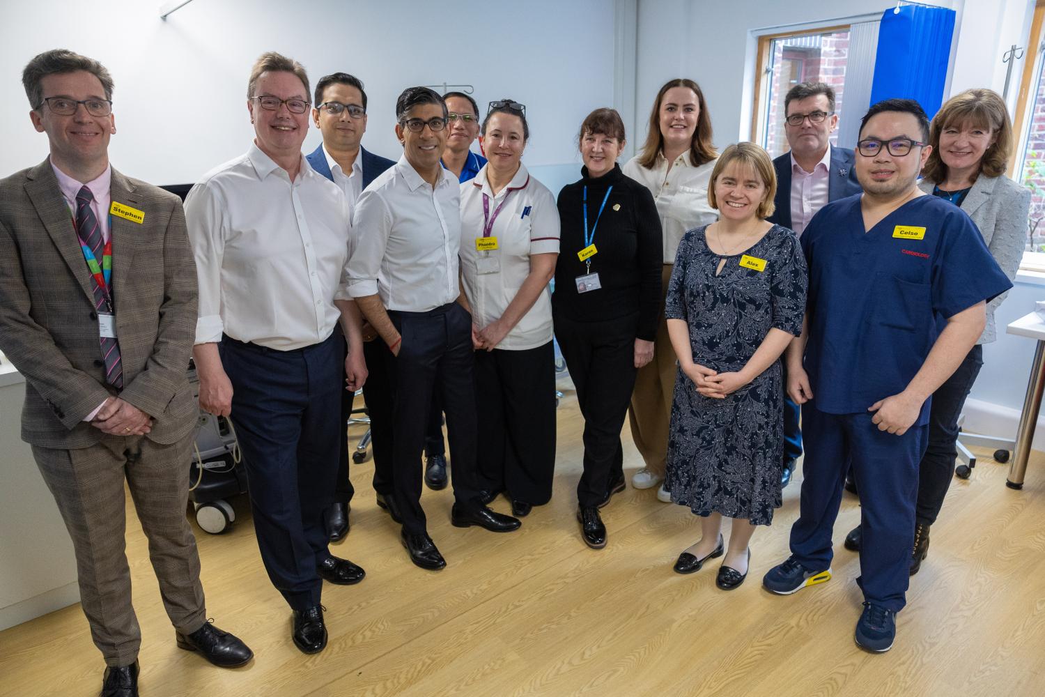 Prime Minister Rishi Sunak with the clinical staff at Woking Community Hospital - picture by Simon Walker