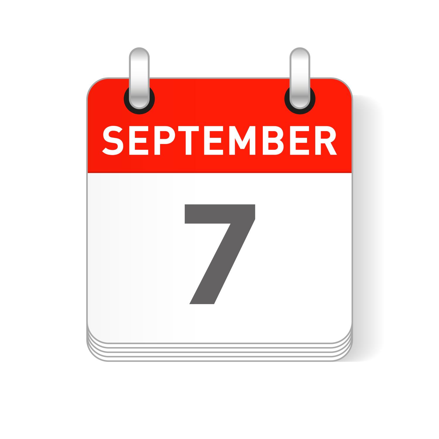 September 7 calendar date display